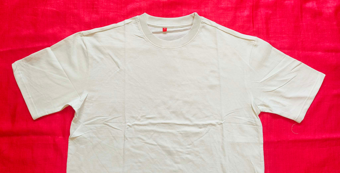 Oversized Off-White Cotton Bio-Wash T-Shirt