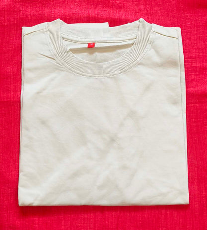 Oversized Off-White Cotton Bio-Wash T-Shirt