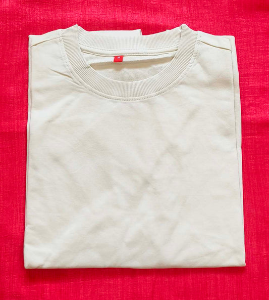 Oversized Off-White Cotton Bio-Wash T-Shirt