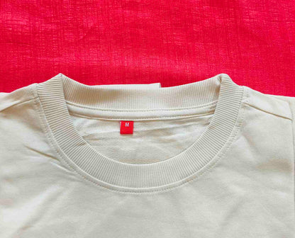 Oversized Off-White Cotton Bio-Wash T-Shirt